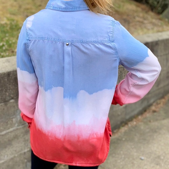 *CUSTOM “JULY4” DYED EMBELLISHED BUTTON DOWN SHIRT - Picture 3 of 7